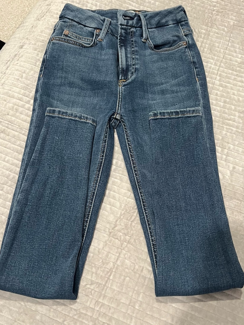 Twenty Dark Blue High-Rise Cropped Patch Jeans